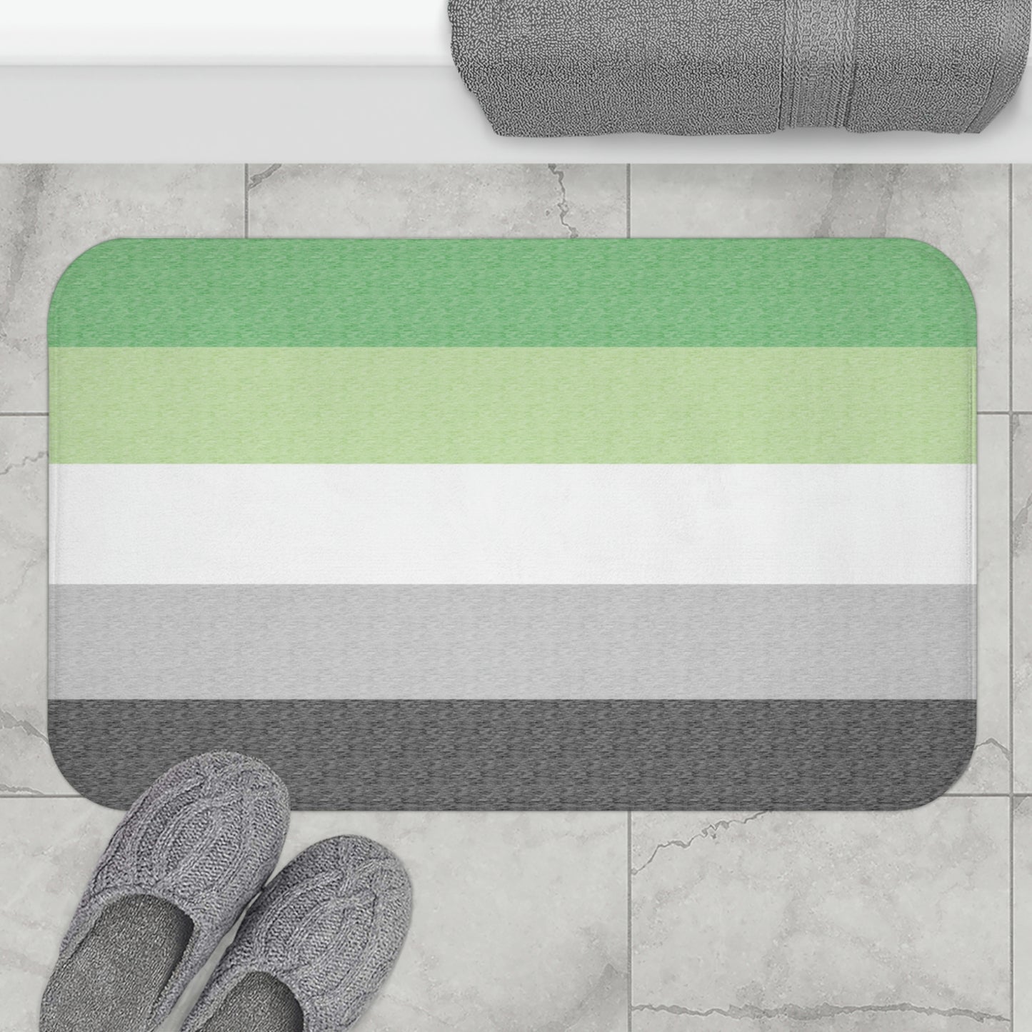 Aromantic Flag Bath Mat, pencil crayon colours