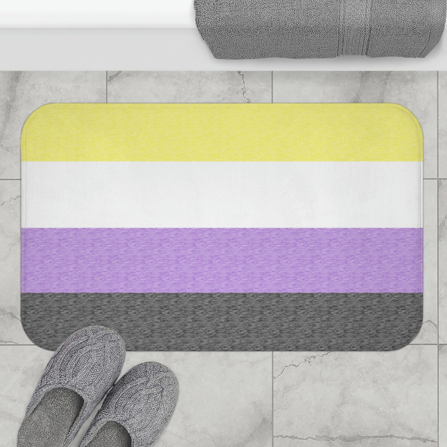 Non-Binary Flag Bath Mat, pencil crayon colours