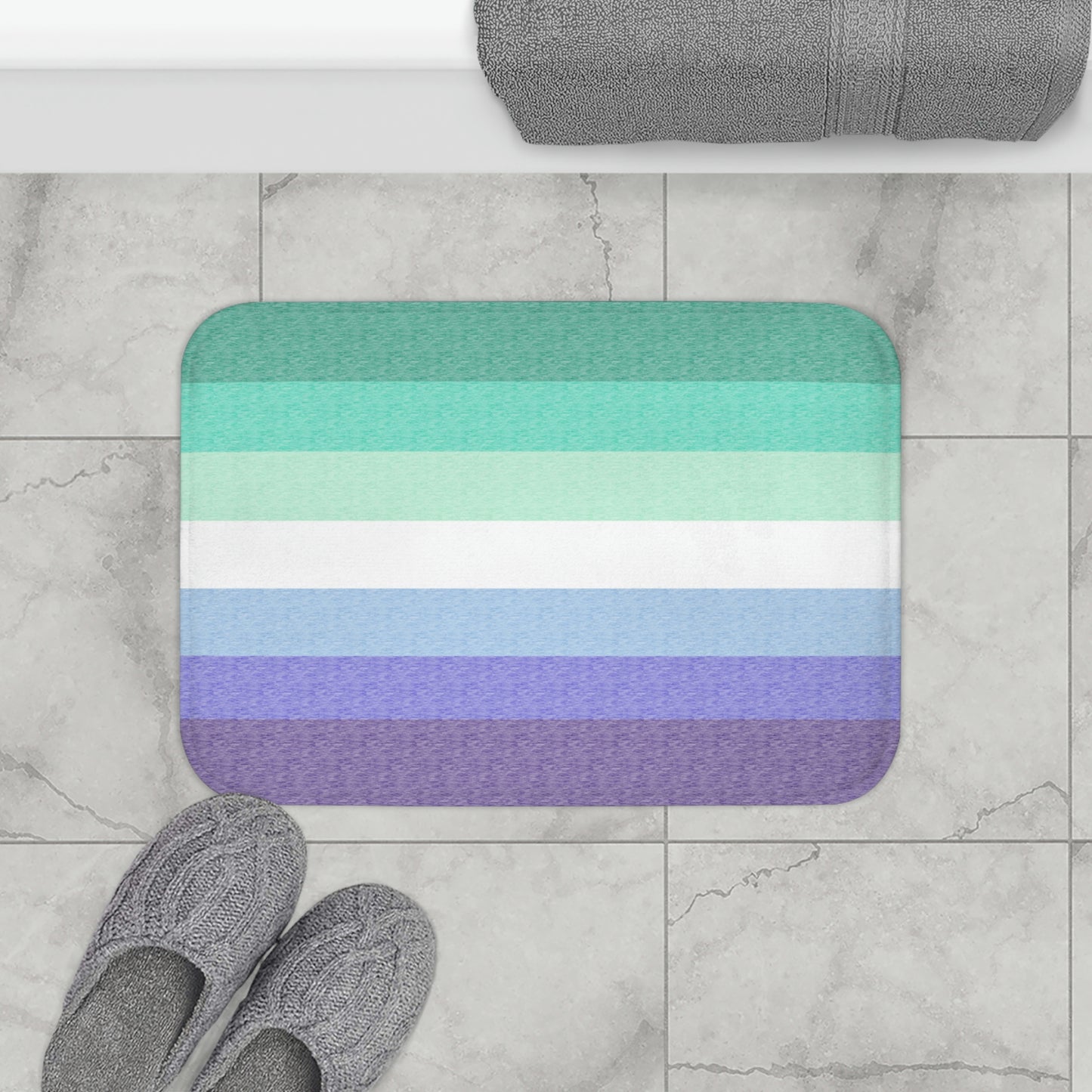 Men Loving Men Flag Bath Mat, pencil crayon colours