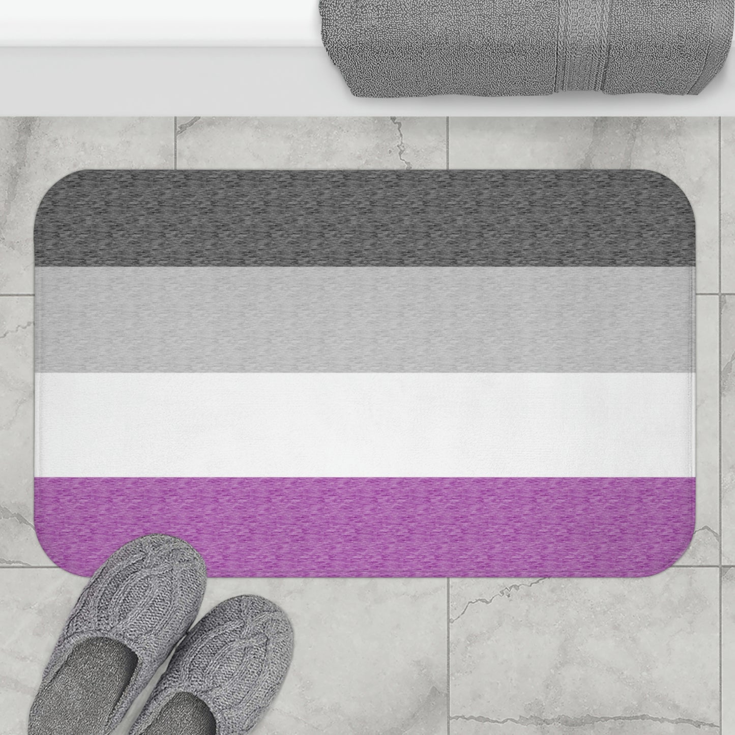 Asexual Flag Bath Mat, pencil crayon colours