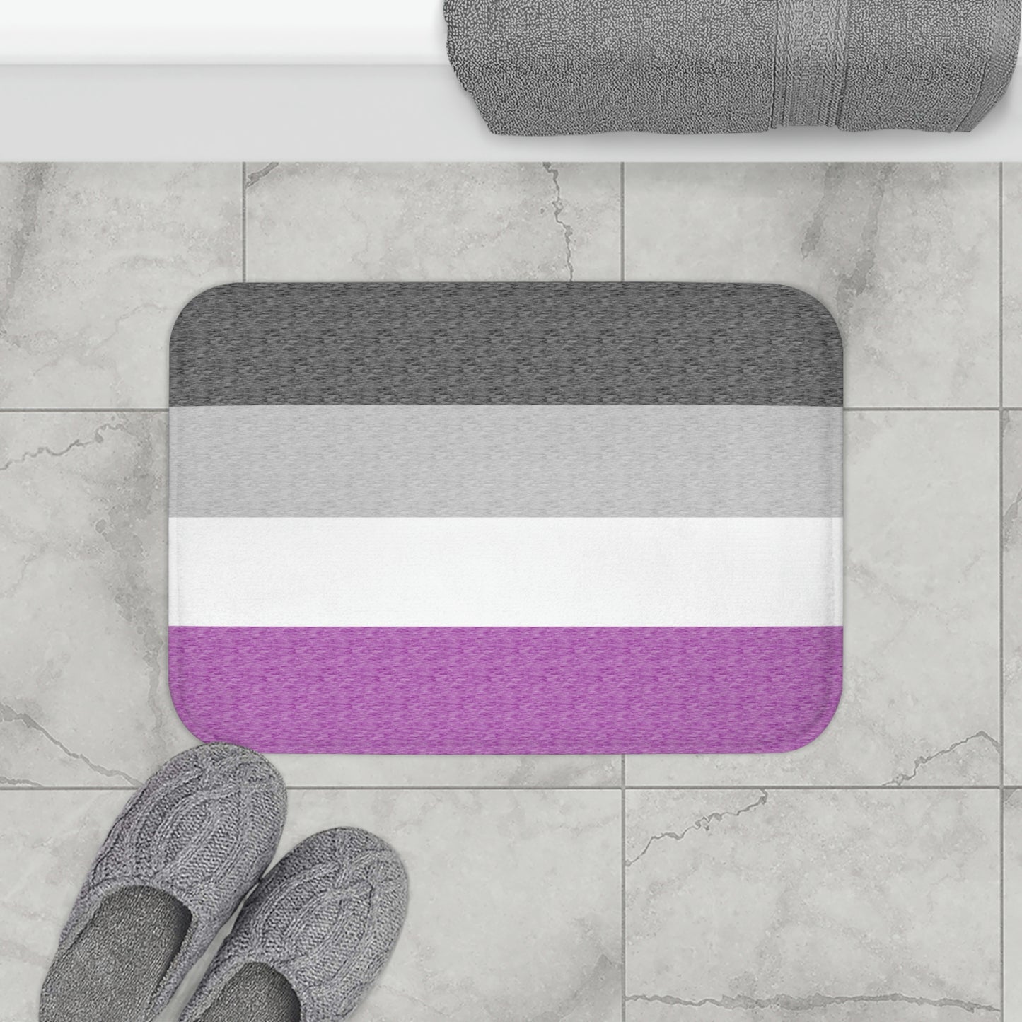 Asexual Flag Bath Mat, pencil crayon colours