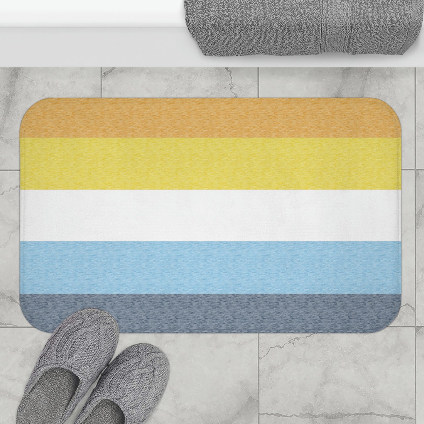Aroace Flag Bath Mat, pencil crayon colours