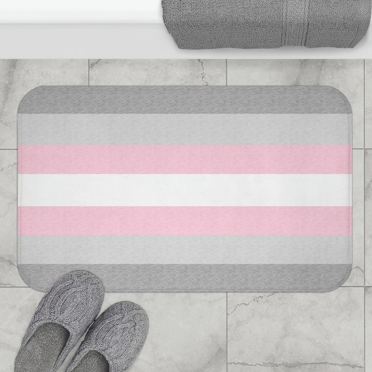Demigirl Flag Bath Mat, pencil crayon colours