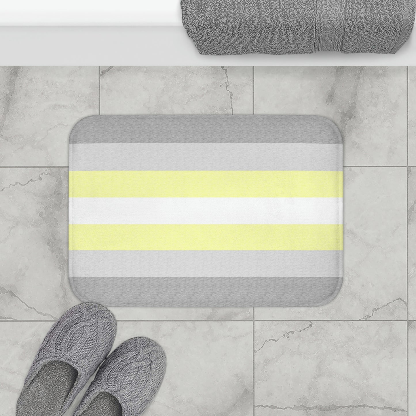 Demigender Flag Bath Mat, pencil crayon colours