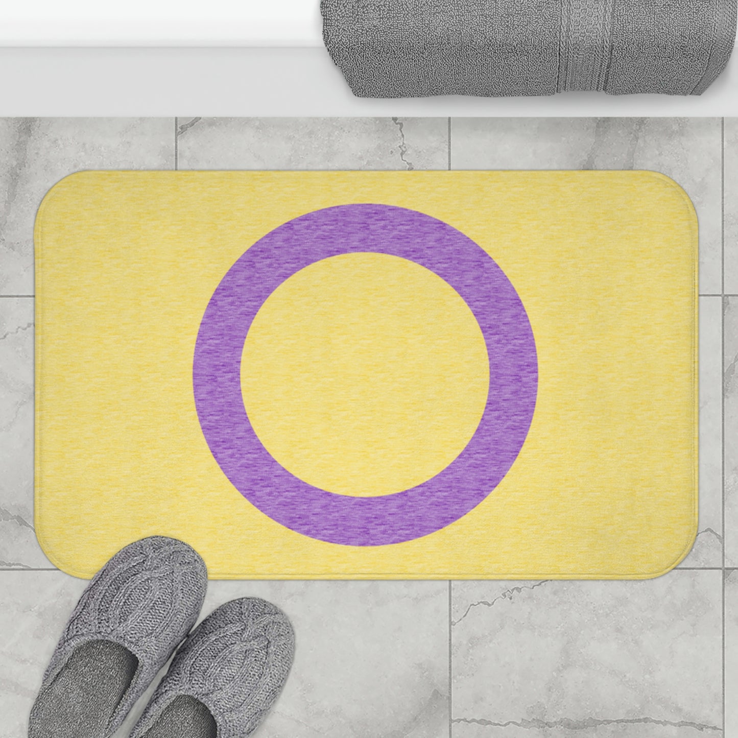 Intersex Flag Bath Mat, pencil crayon colours