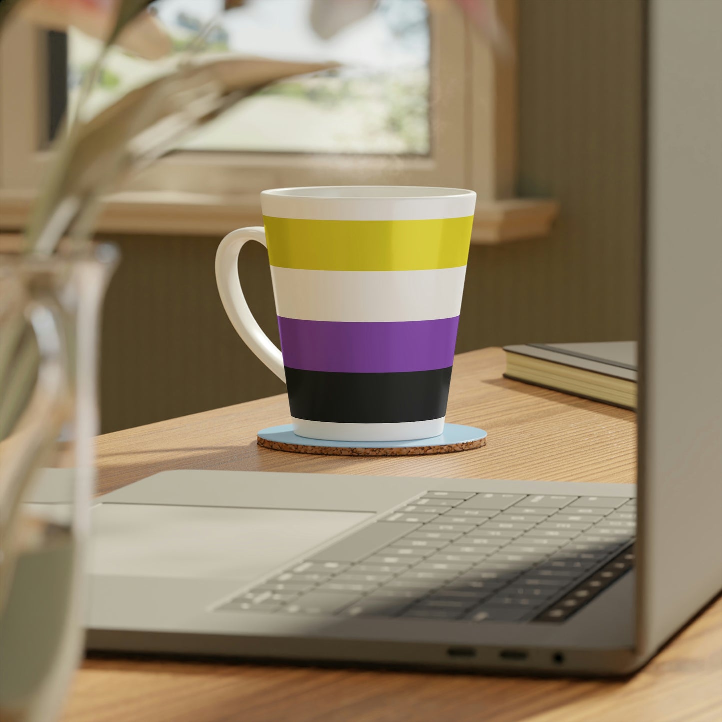 Non-Binary Pride Flag Latte Mug, 12oz