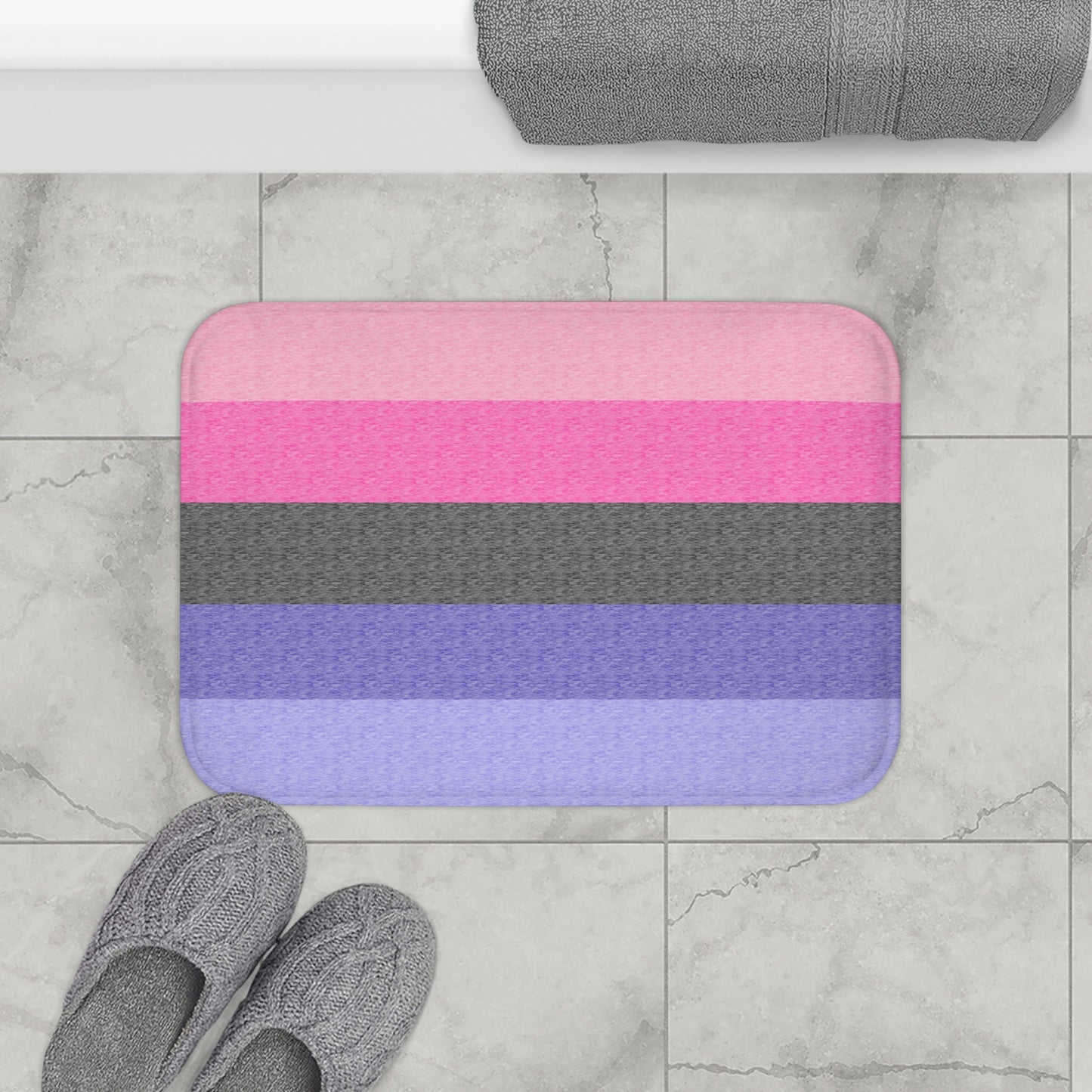 Omnisexual Flag Bath Mat, pencil crayon colours
