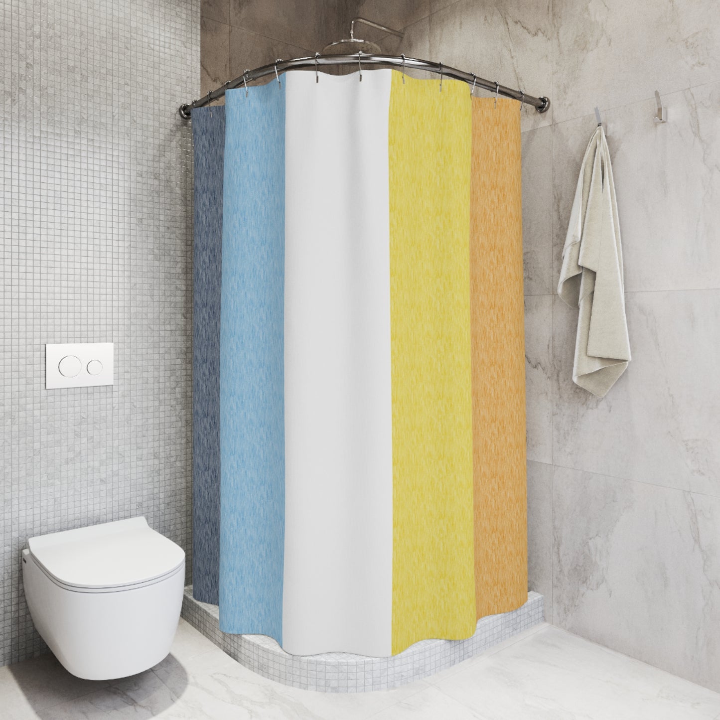 Aroace Flag Shower Curtain, pencil crayon colours