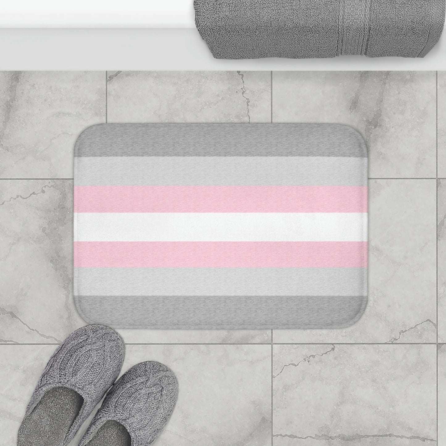 Demigirl Flag Bath Mat, pencil crayon colours