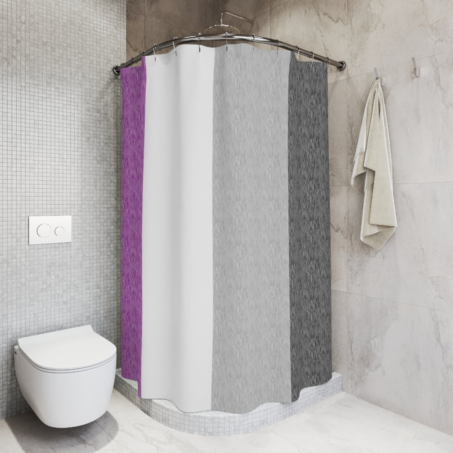 Asexual Flag Shower Curtain, pencil crayon colours