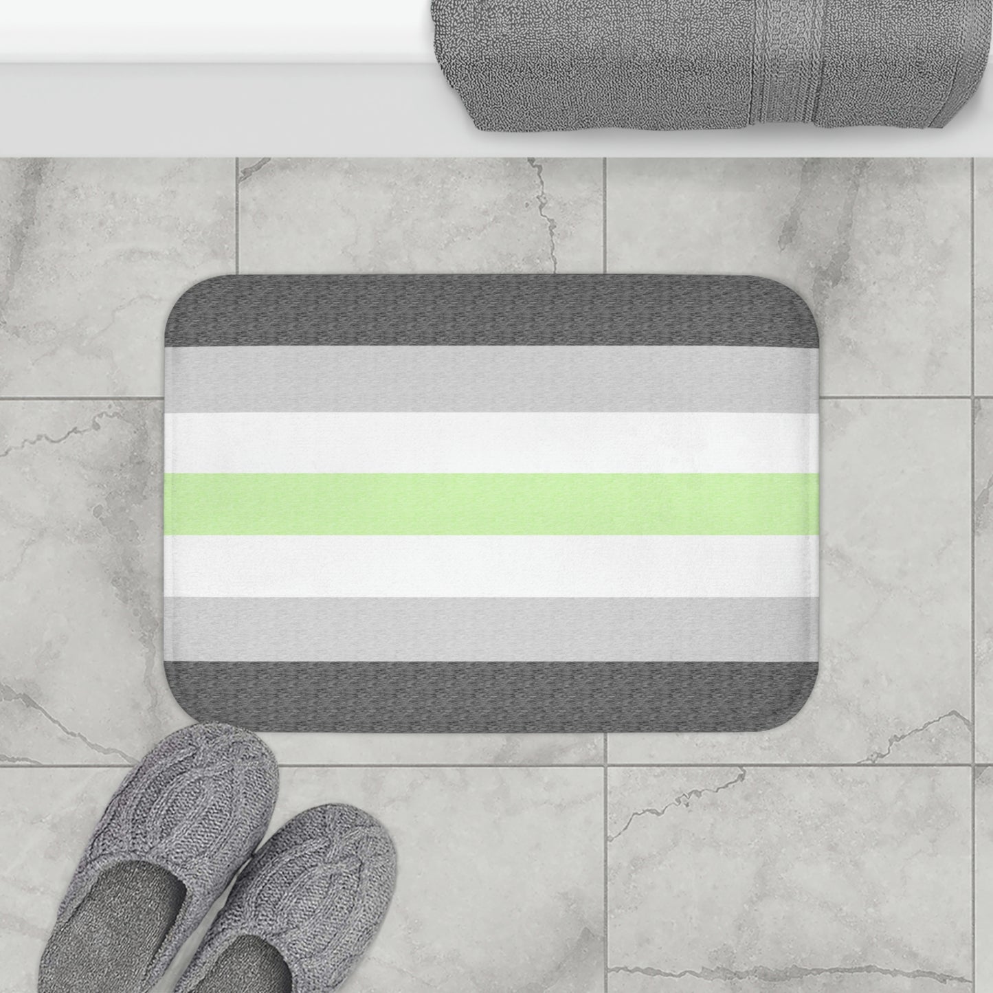 Agender Flag Bath Mat, pencil crayon colours