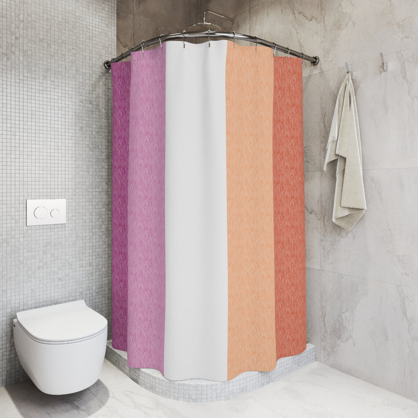 Lesbian Flag Shower Curtain, pencil crayon colours