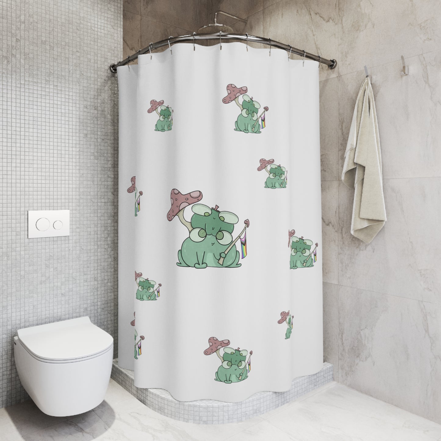 Pride Flag Frogs Shower Curtain