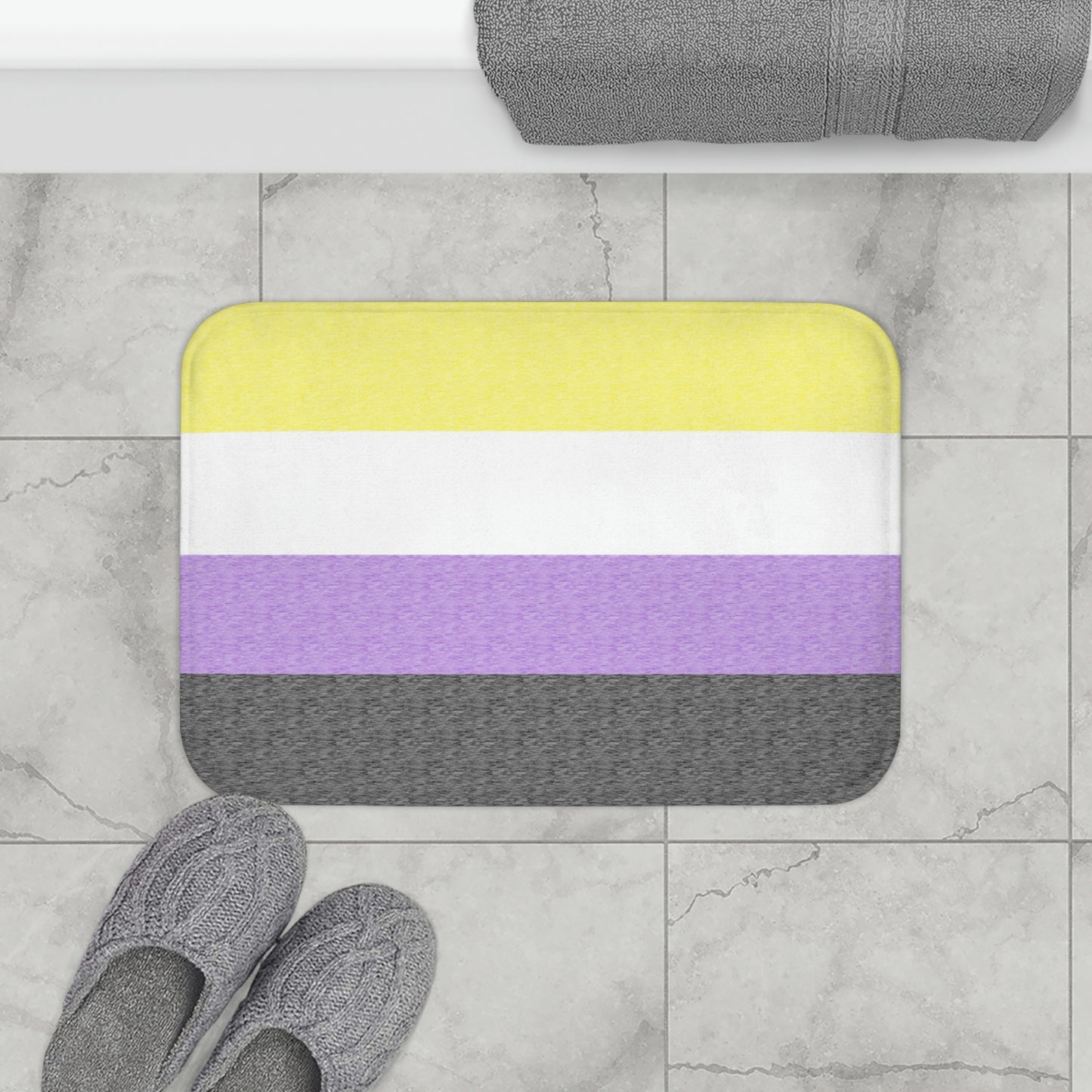 Non-Binary Flag Bath Mat, pencil crayon colours