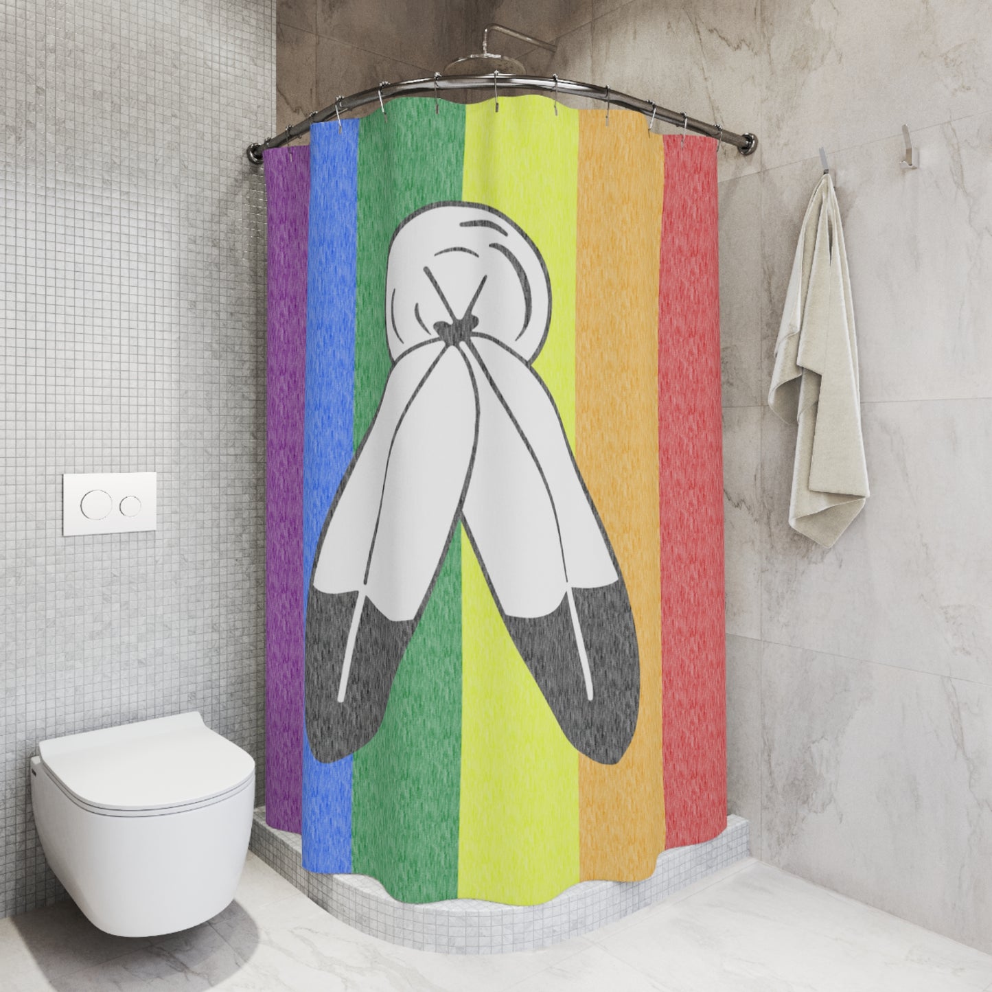 Two-Spirit Flag Shower Curtain, pencil crayon colours