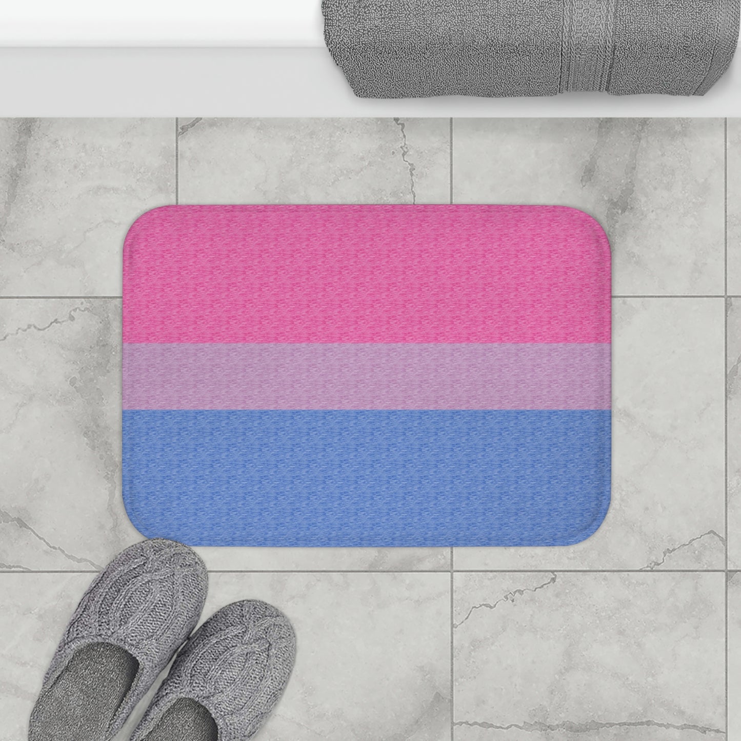 Bisexual Flag Bath Mat, pencil crayon colours