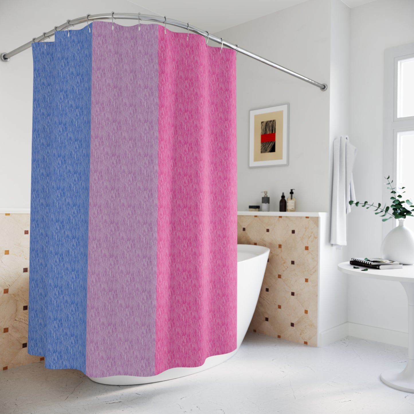 Bisexual Flag Shower Curtain, pencil crayon colours