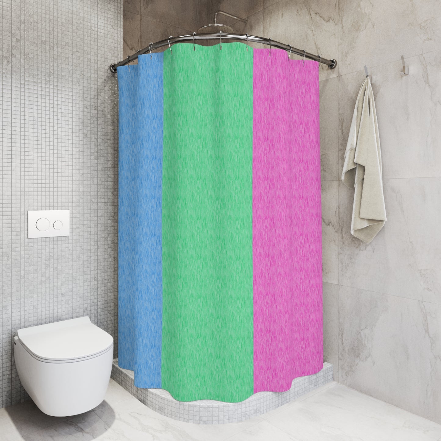 Polysexual Flag Shower Curtain, pencil crayon colours