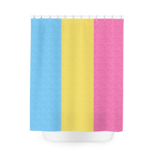 Pansexual Flag Shower Curtain, pencil crayon colours