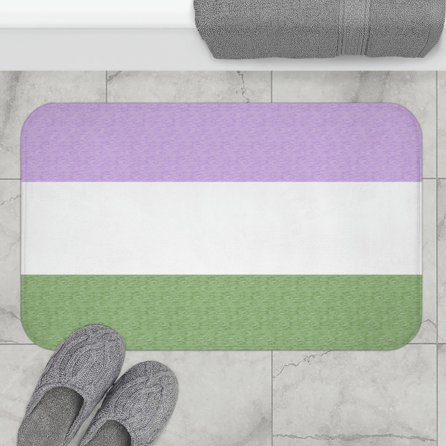 Genderqueer Flag Bath Mat, pencil crayon colours