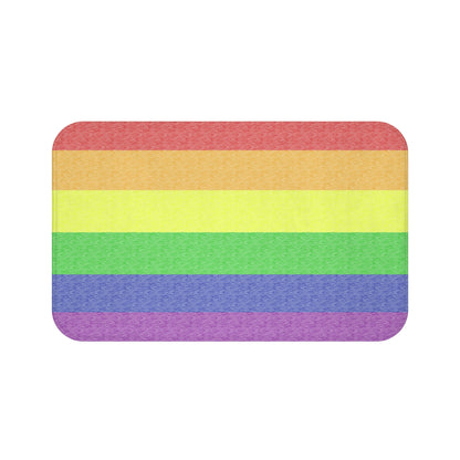 Rainbow Flag Bath Mat, pencil crayon colours