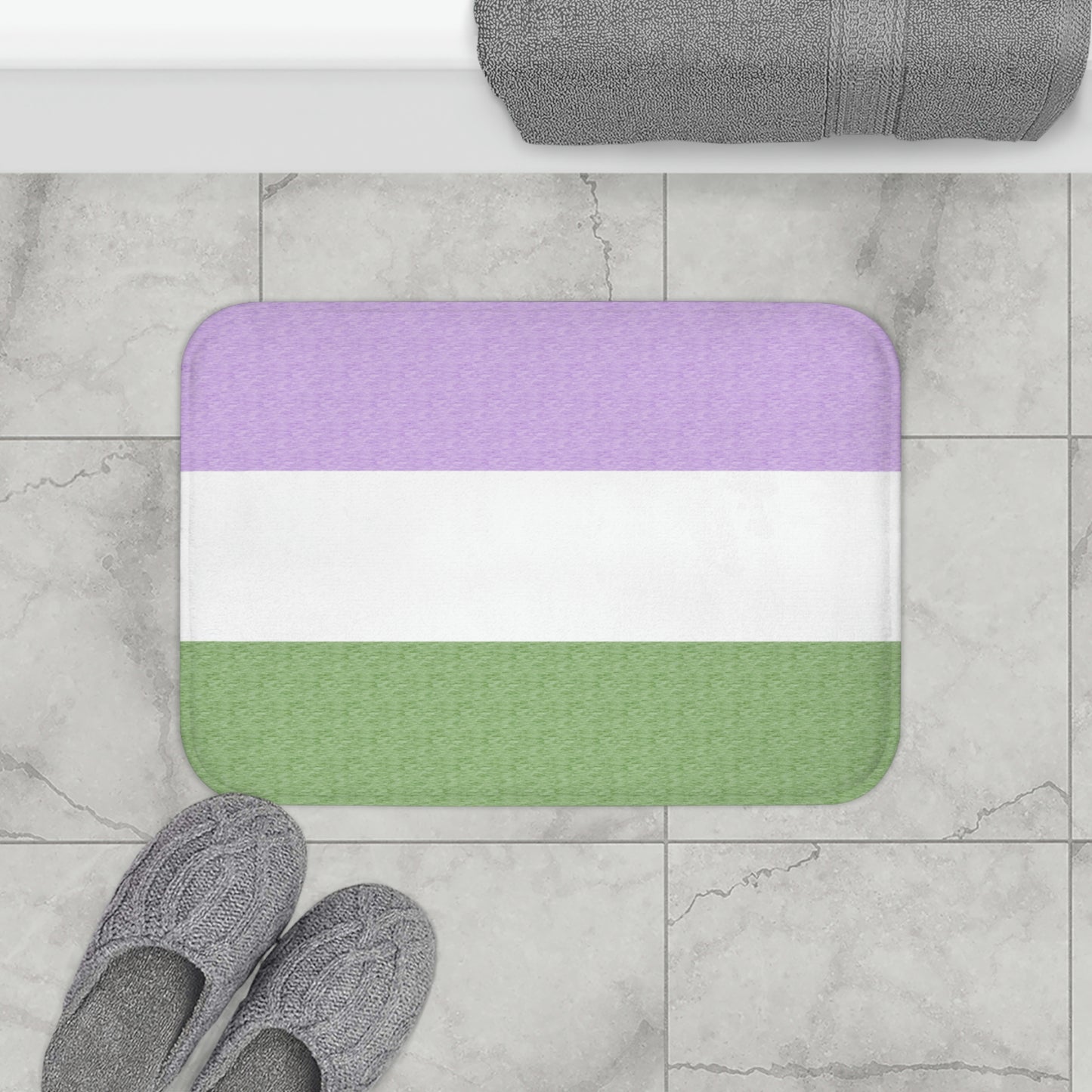 Genderqueer Flag Bath Mat, pencil crayon colours