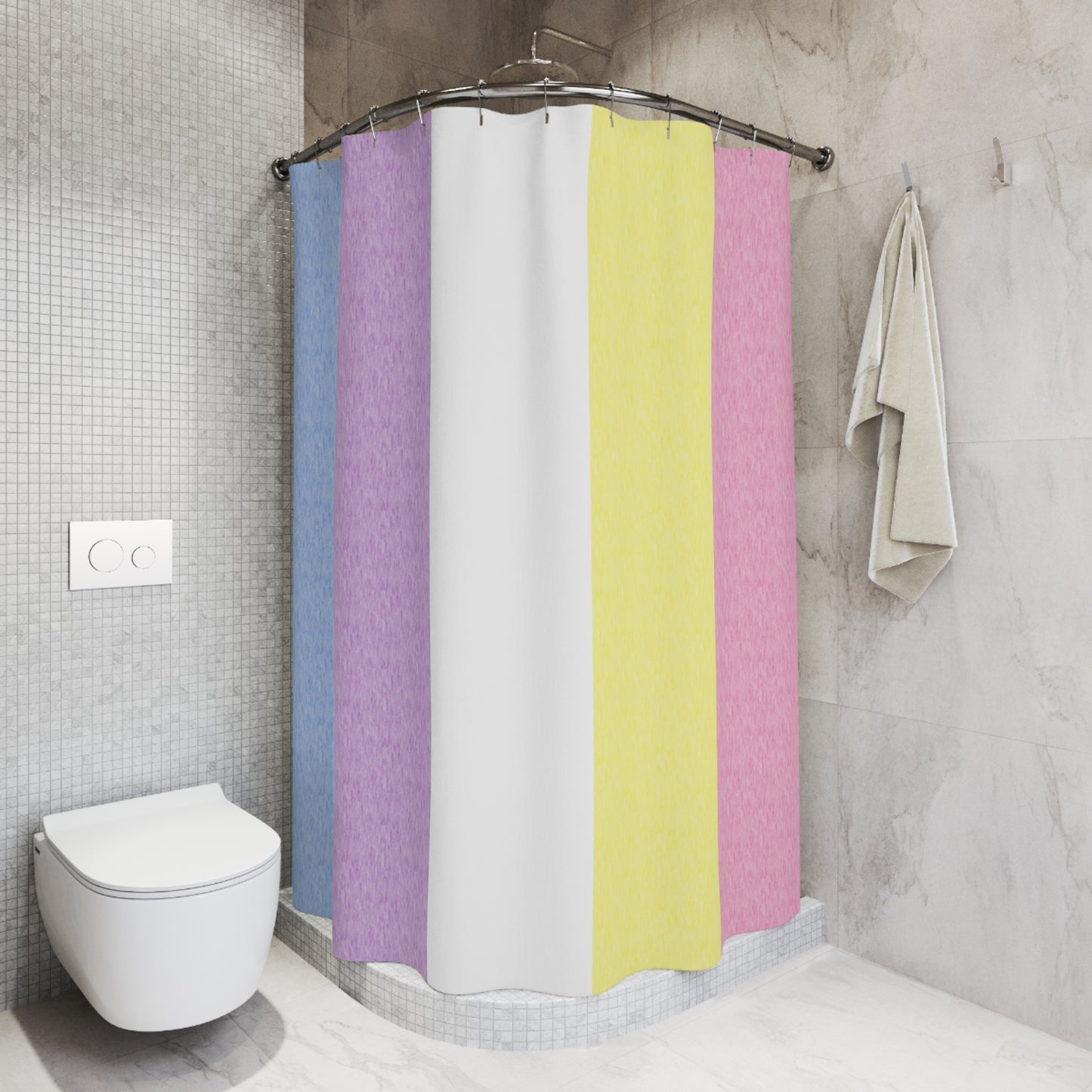 Bigender Shower Curtain, pencil crayon colours