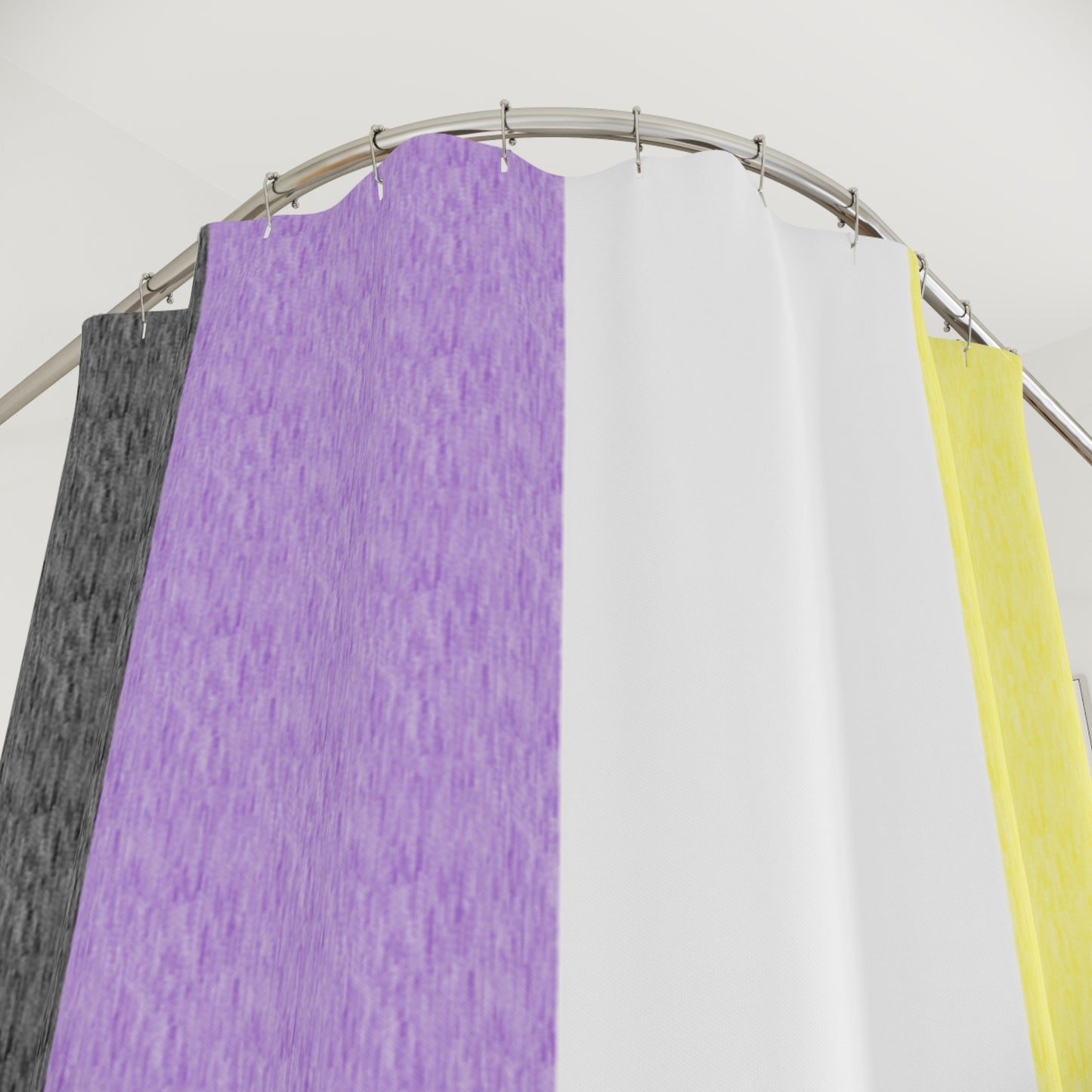 Non-Binary Flag Shower Curtain, pencil crayon colours