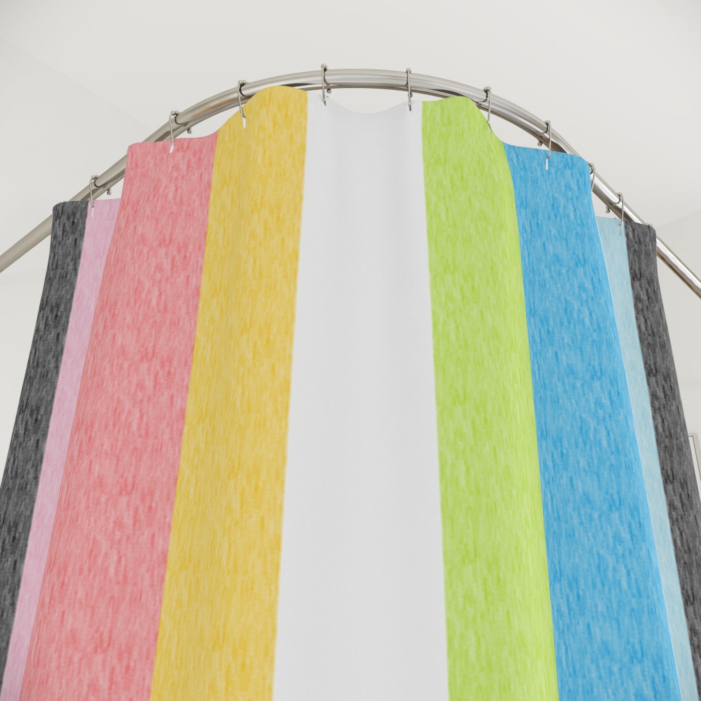 Queer Pride Flag Shower Curtain, pencil crayon colours