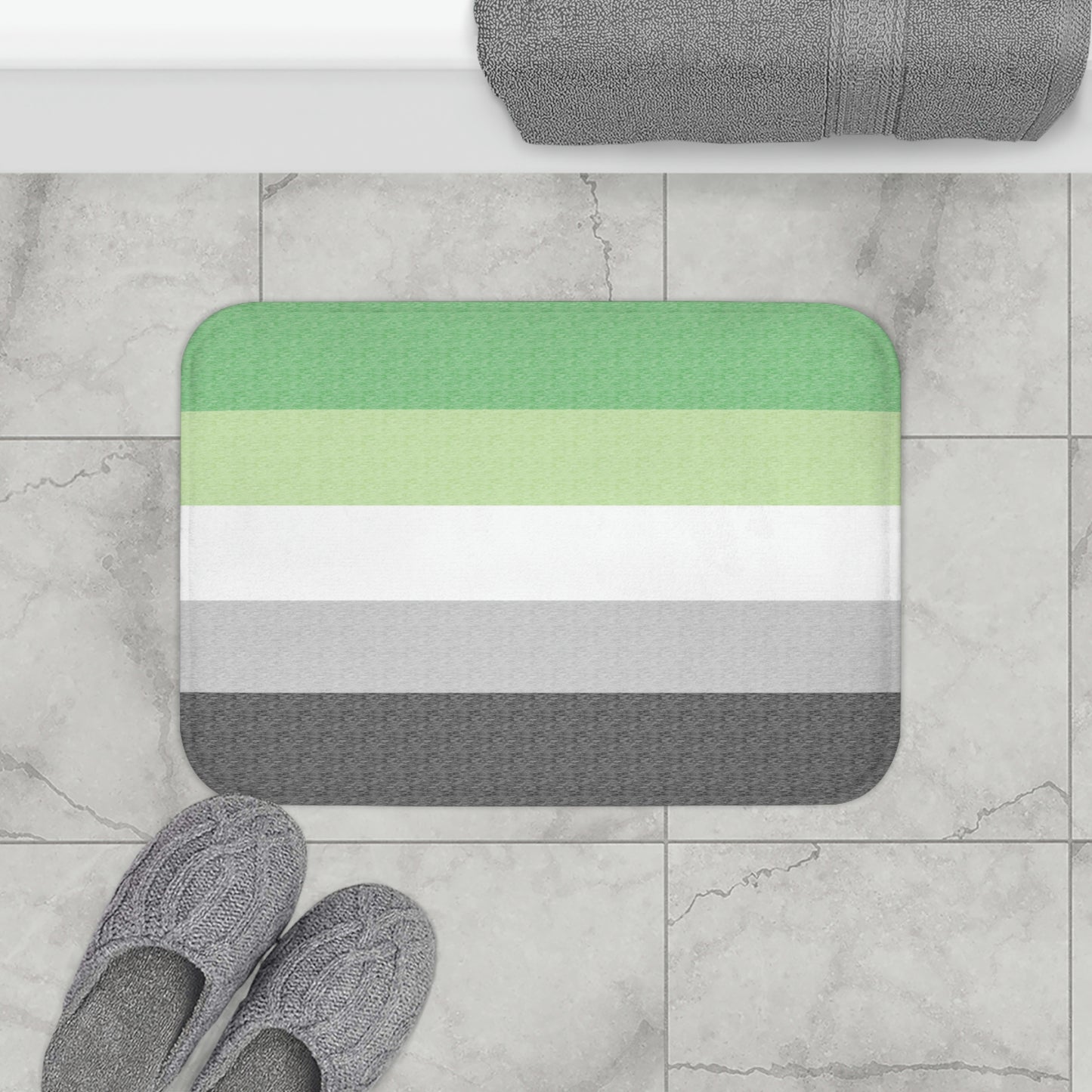 Aromantic Flag Bath Mat, pencil crayon colours