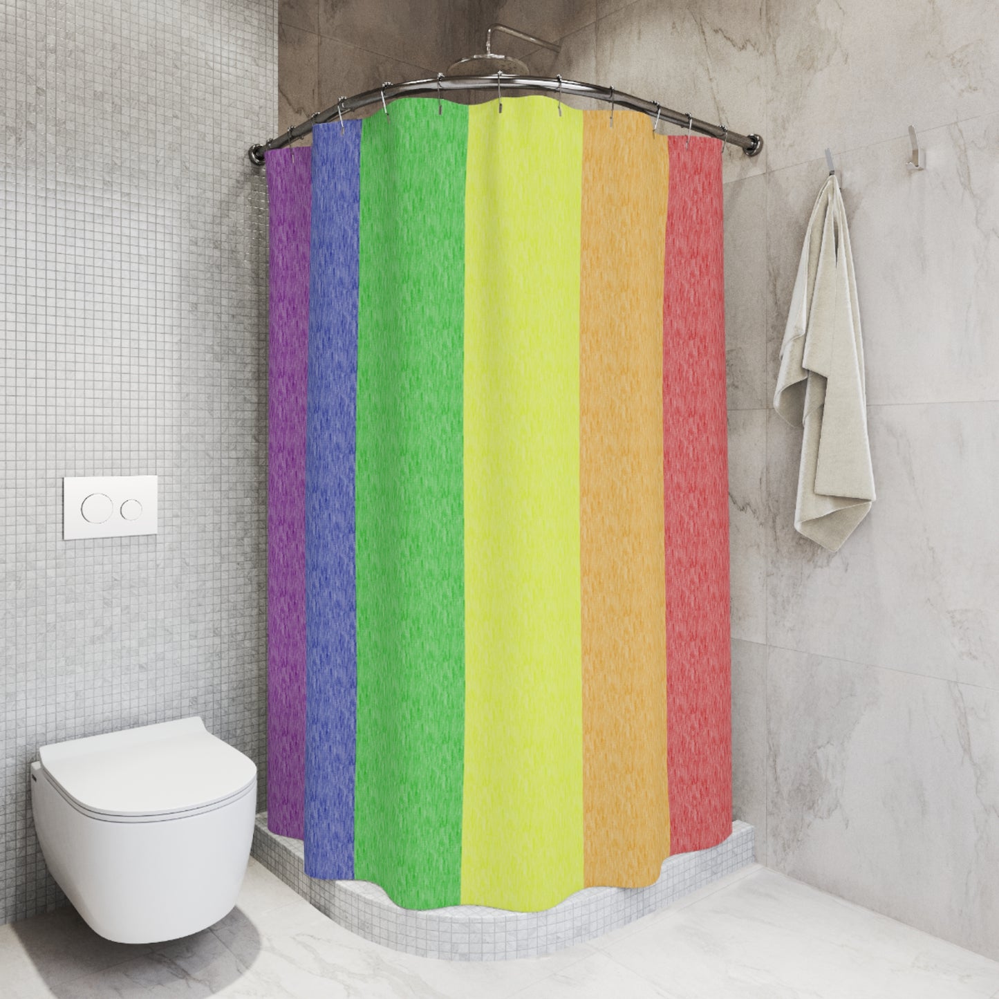 Rainbow Pride Flag Shower Curtain, pencil crayon colours