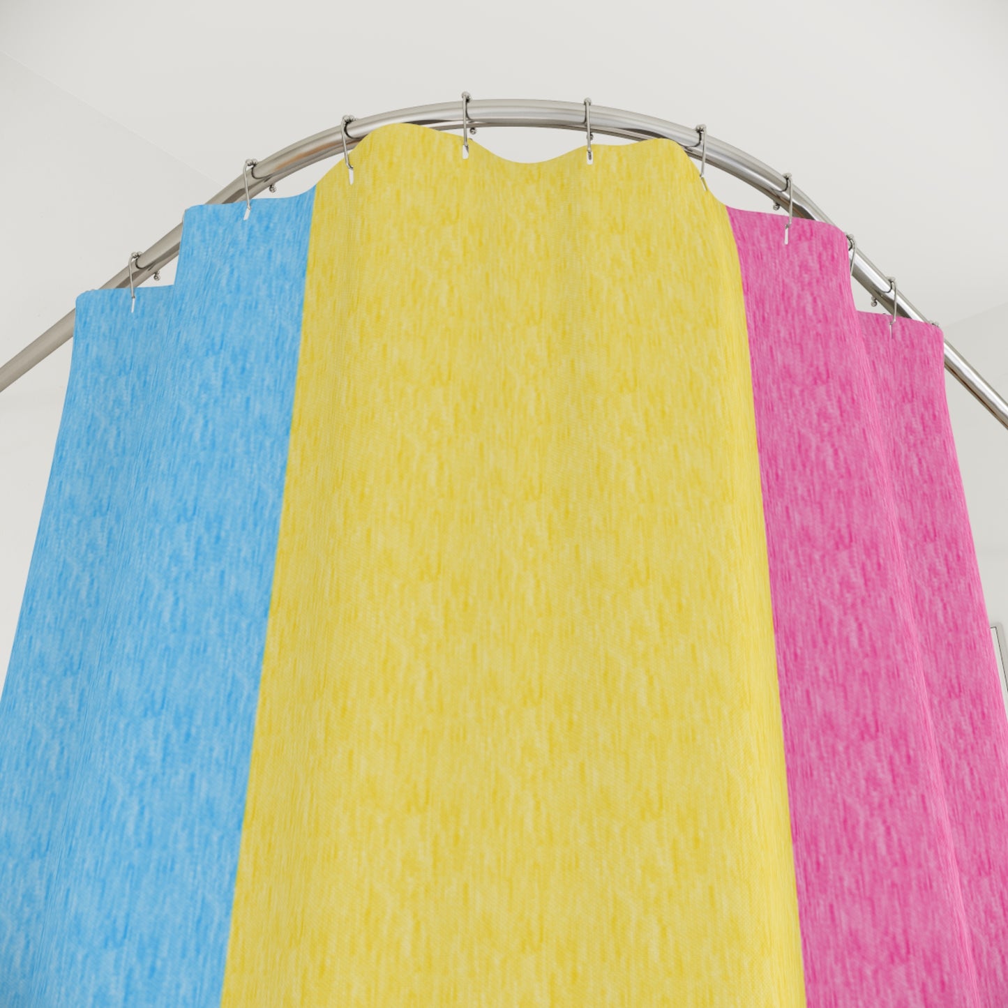 Pansexual Flag Shower Curtain, pencil crayon colours