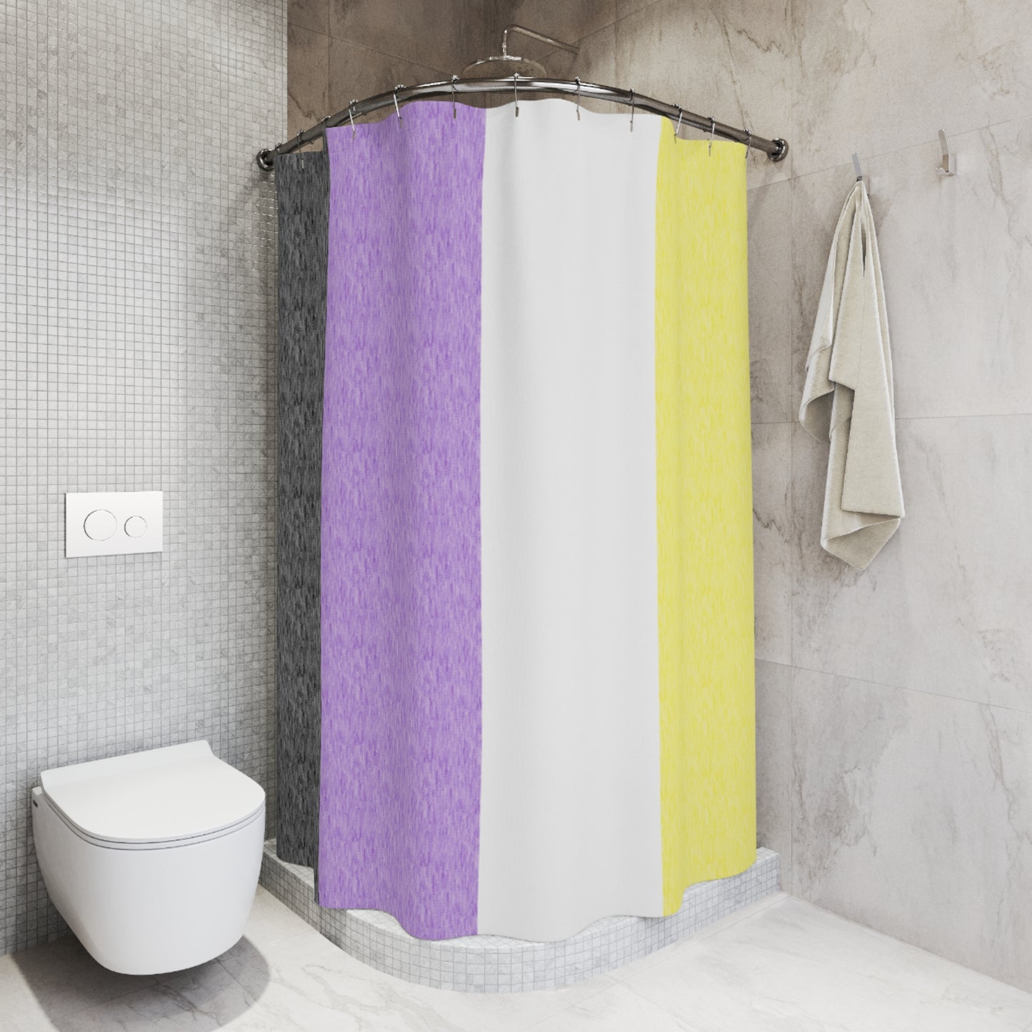 Non-Binary Flag Shower Curtain, pencil crayon colours