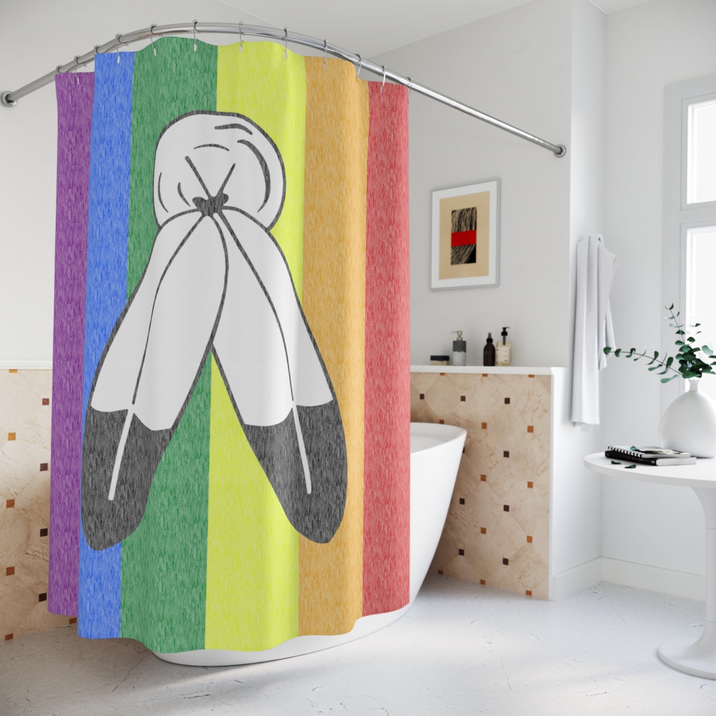 Two-Spirit Flag Shower Curtain, pencil crayon colours