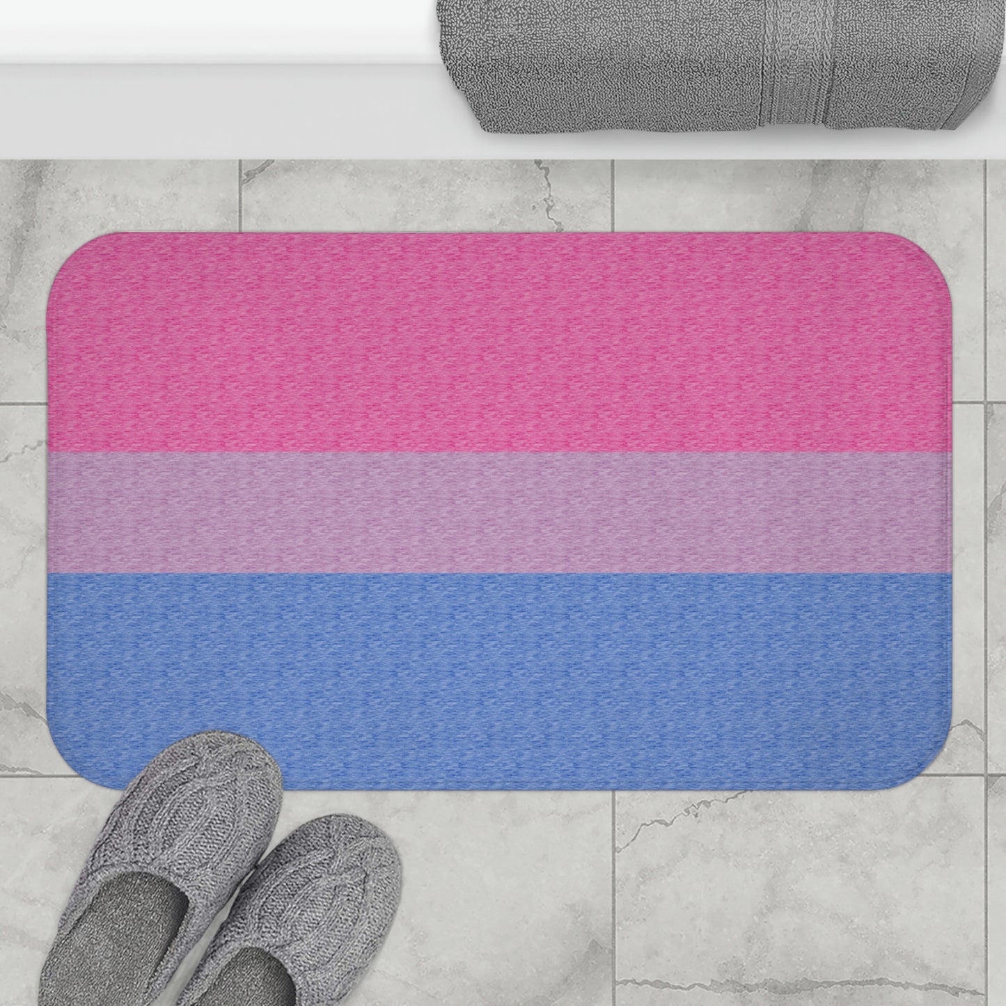 Bisexual Flag Bath Mat, pencil crayon colours