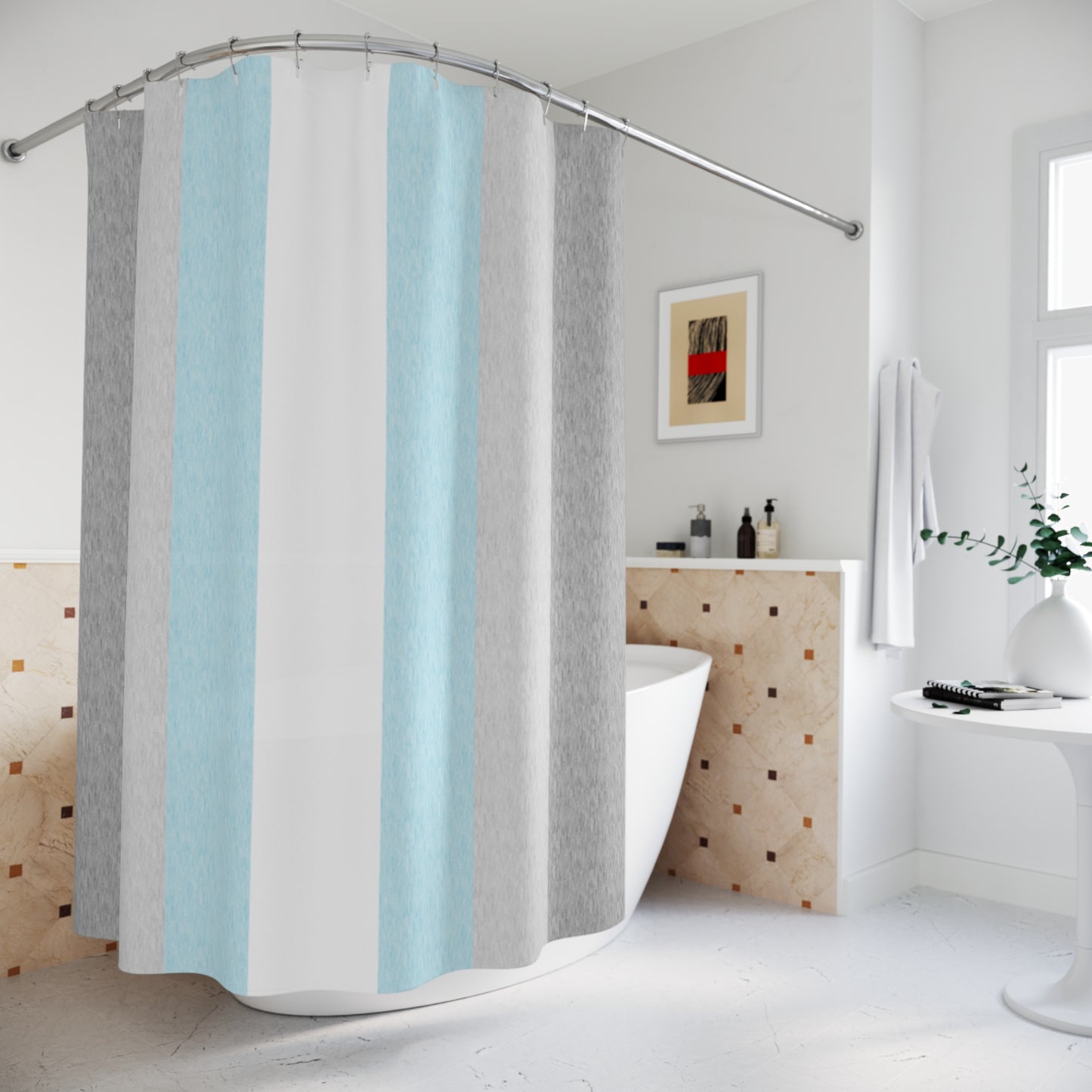 Demiboy Flag Shower Curtain, pencil crayon colours