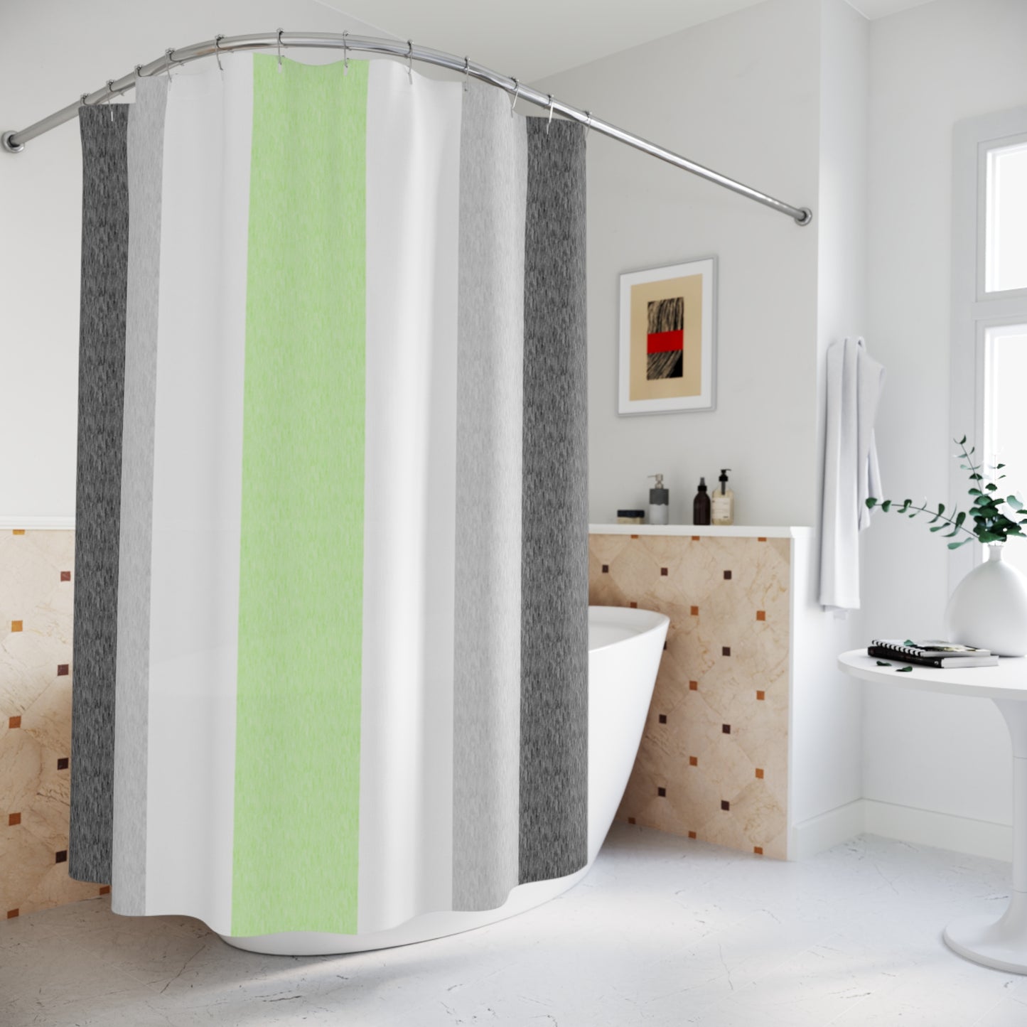 Agender Flag Shower Curtain, pencil crayon colours