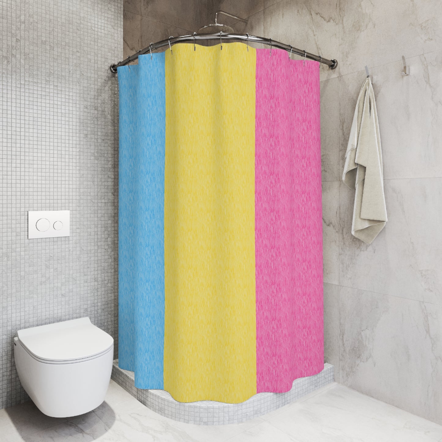 Pansexual Flag Shower Curtain, pencil crayon colours