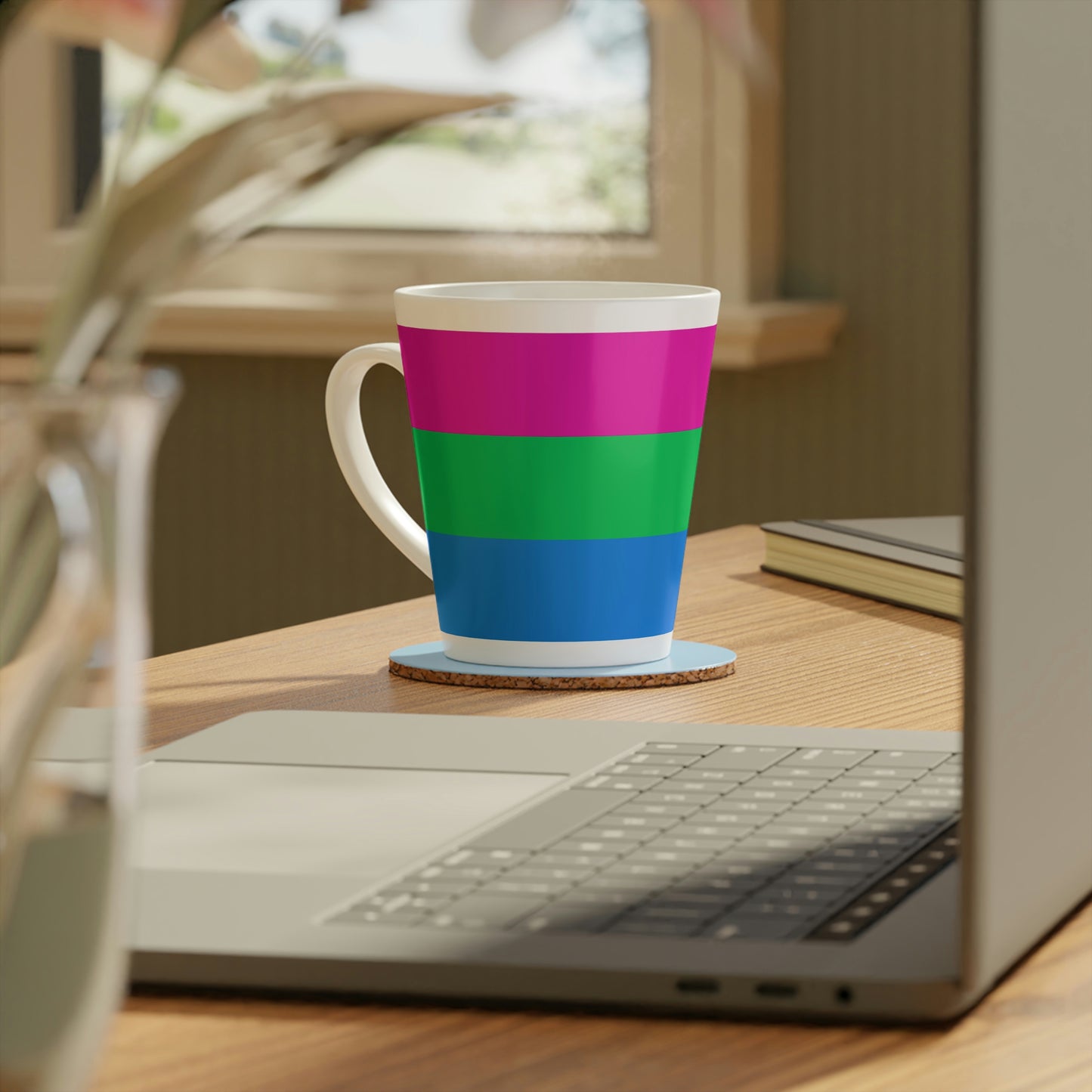 Polysexual Pride Flag Latte Mug, 12oz