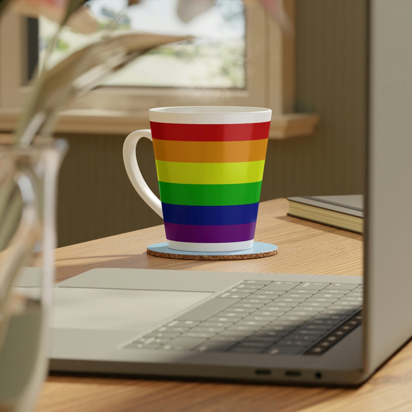 Rainbow Pride Flag Latte Mug, 12oz