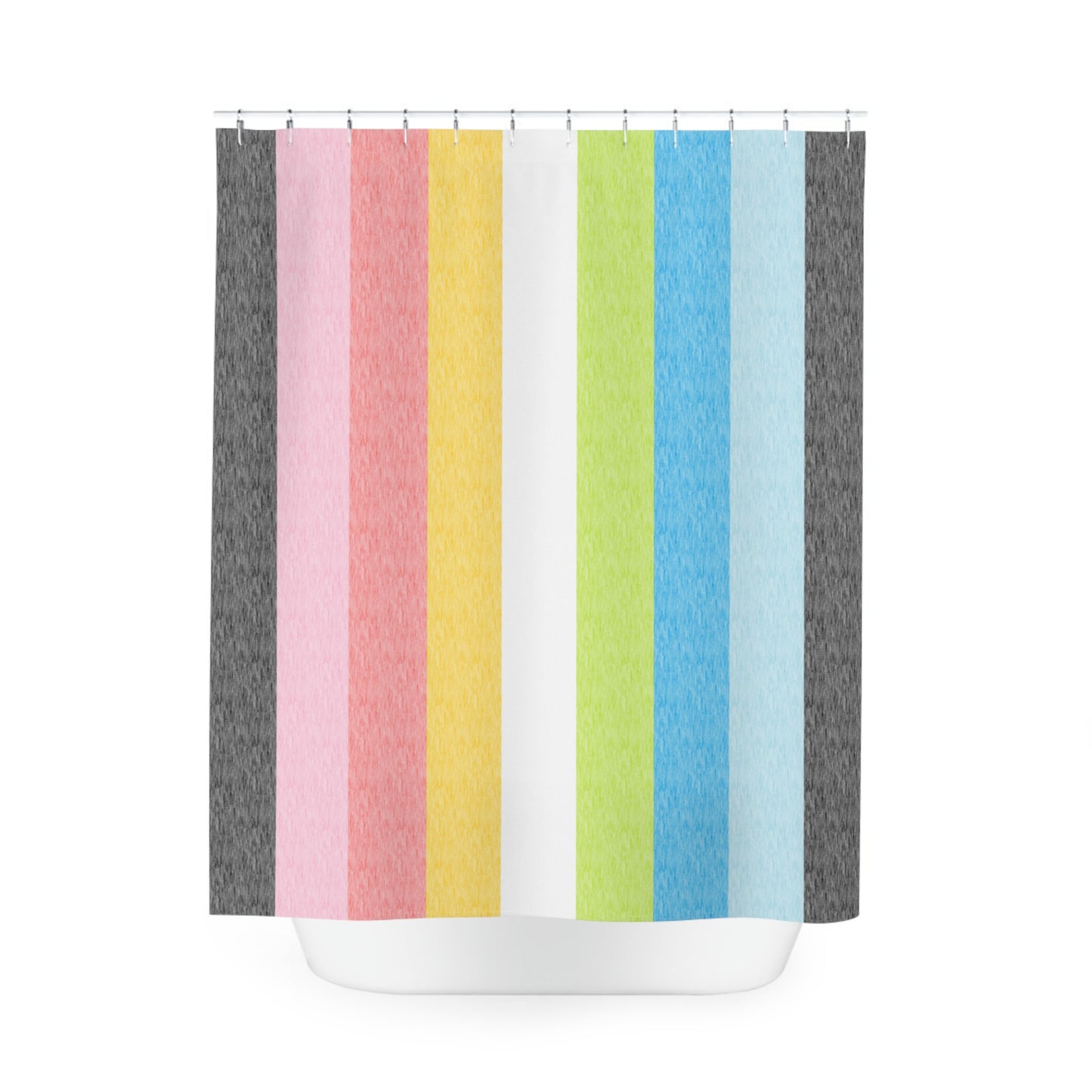 Queer Pride Flag Shower Curtain, pencil crayon colours