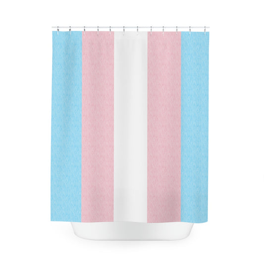 Transgender Flag Shower Curtain, pencil crayon colours