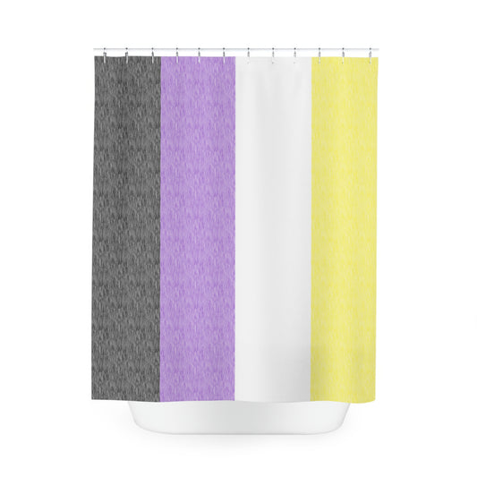 Non-Binary Flag Shower Curtain, pencil crayon colours