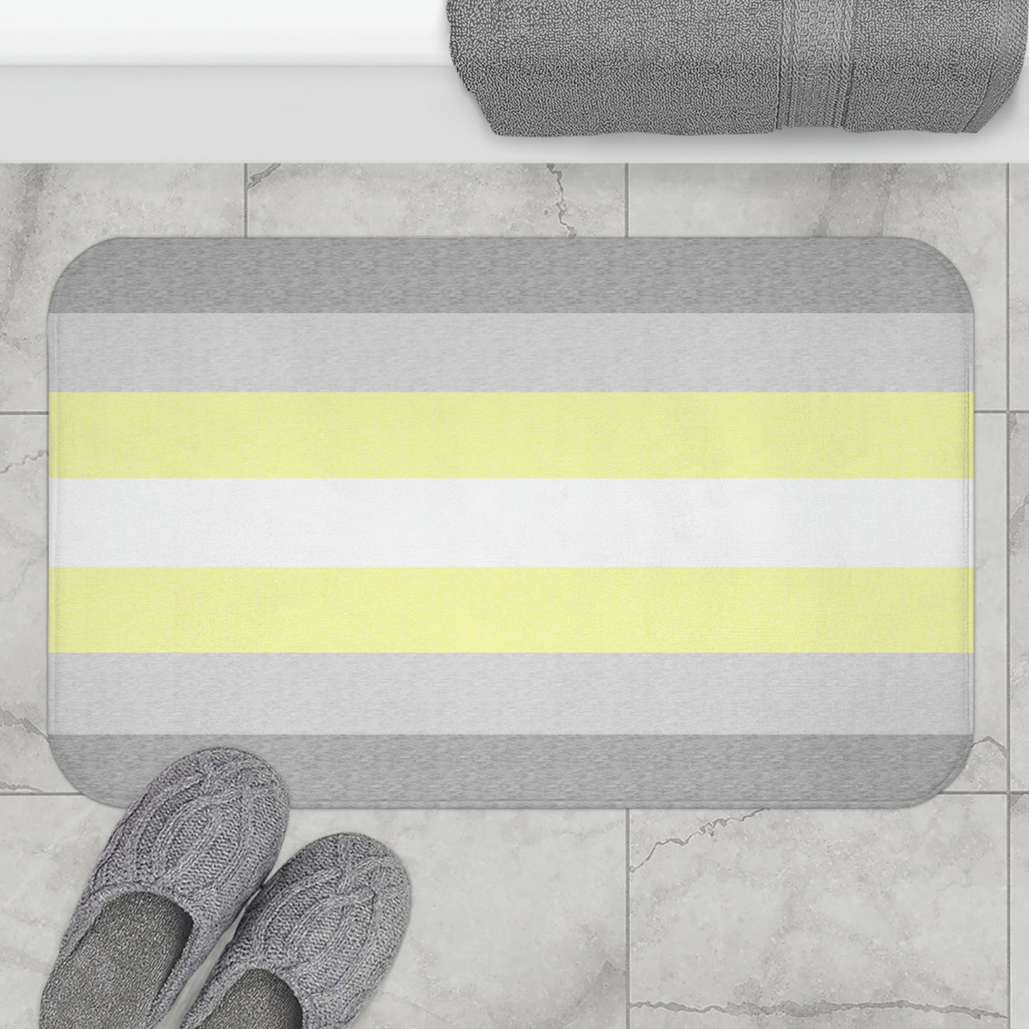 Demigender Flag Bath Mat, pencil crayon colours