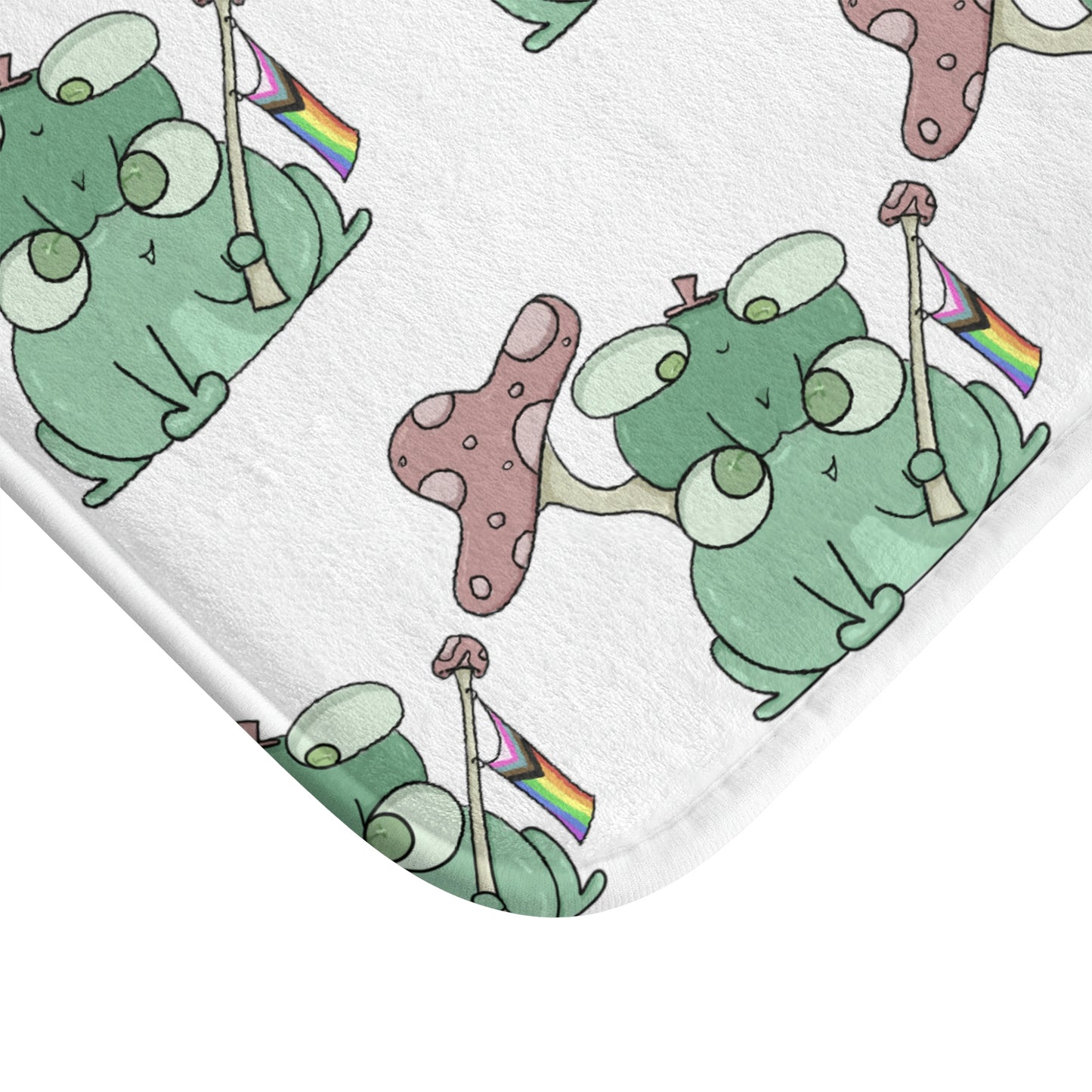 Pride Flag Frogs Bathmat