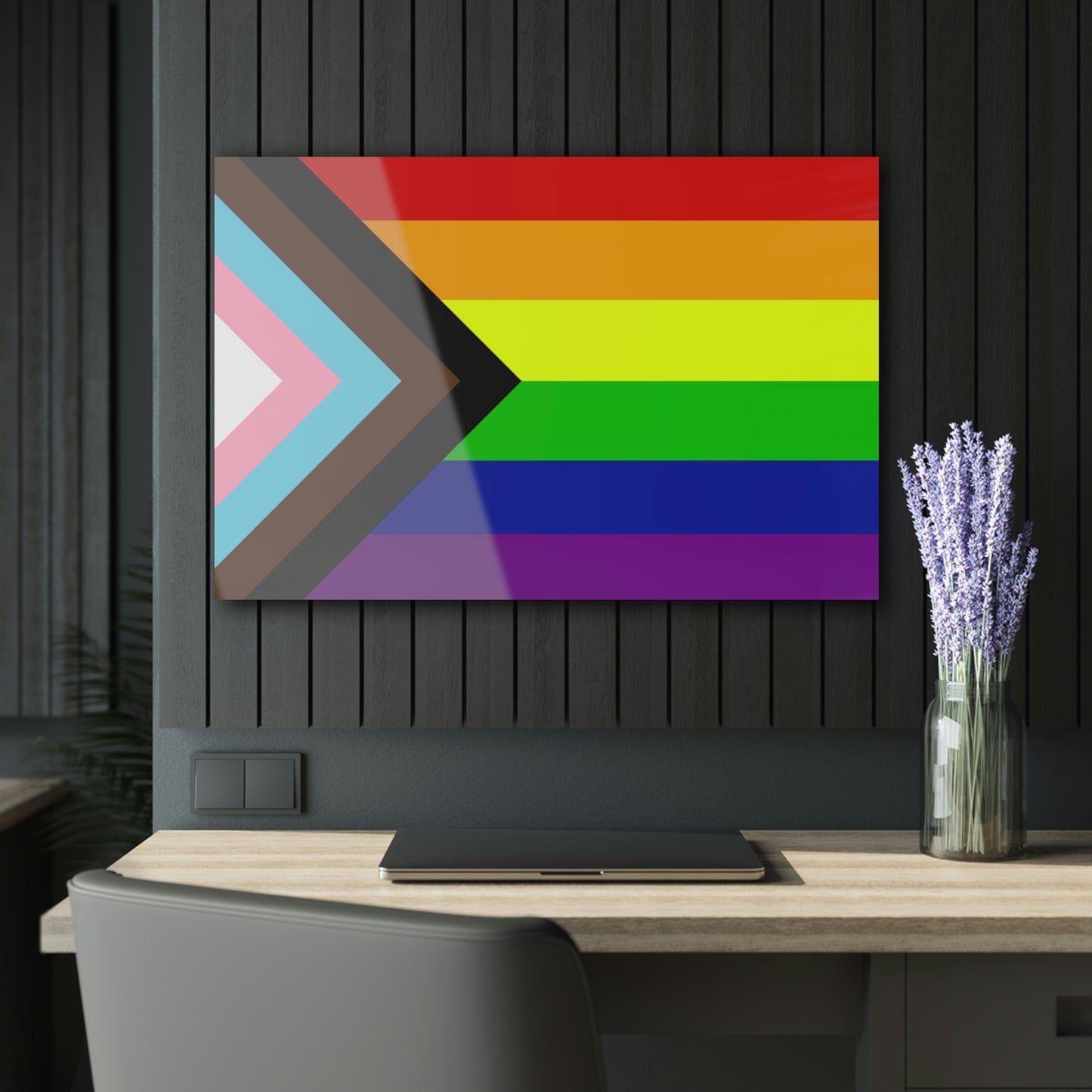 Progress Pride Flag Acrylic Prints (with French Cleat Hanging)