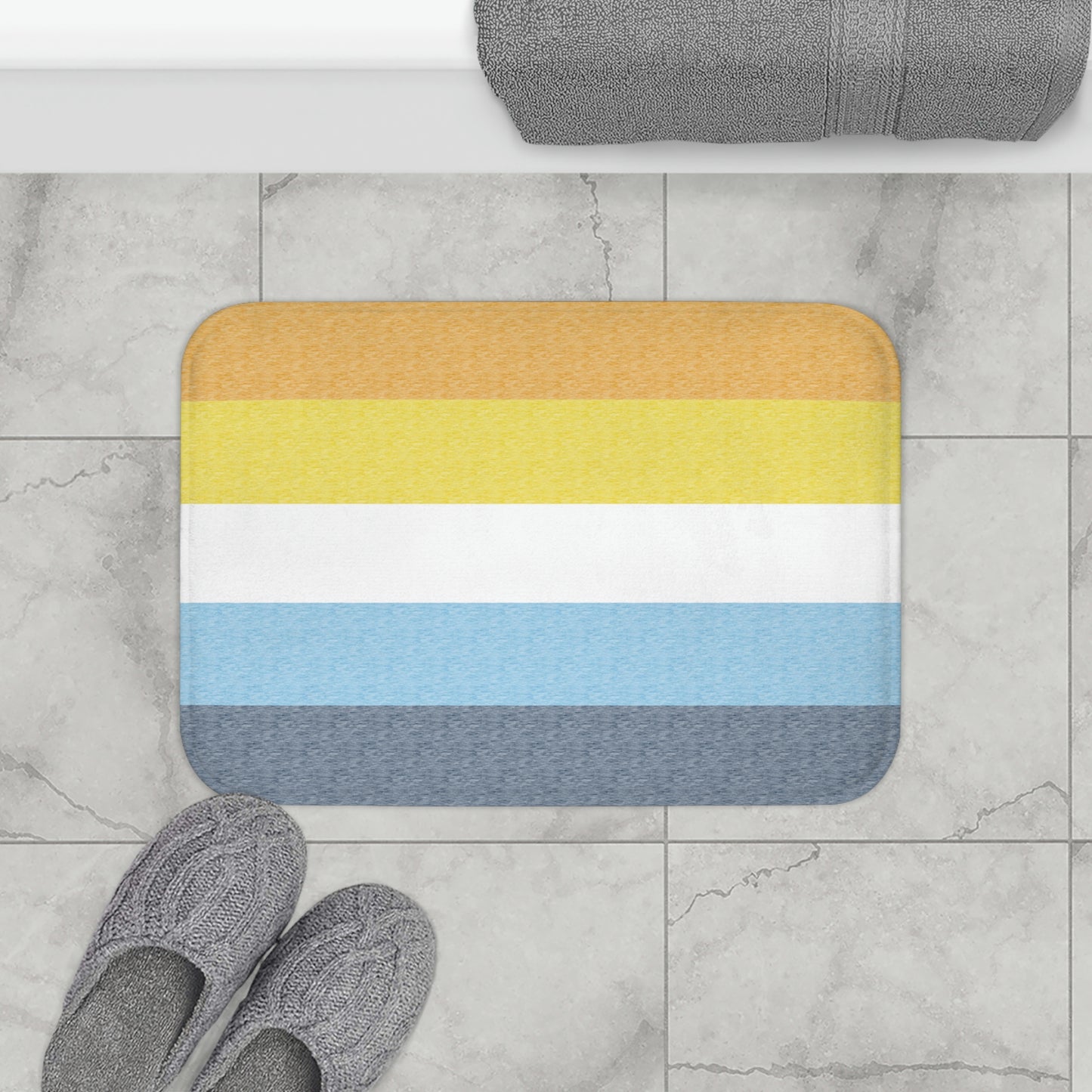 Aroace Flag Bath Mat, pencil crayon colours