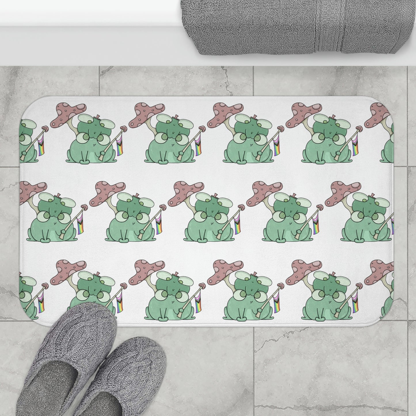 Pride Flag Frogs Bathmat