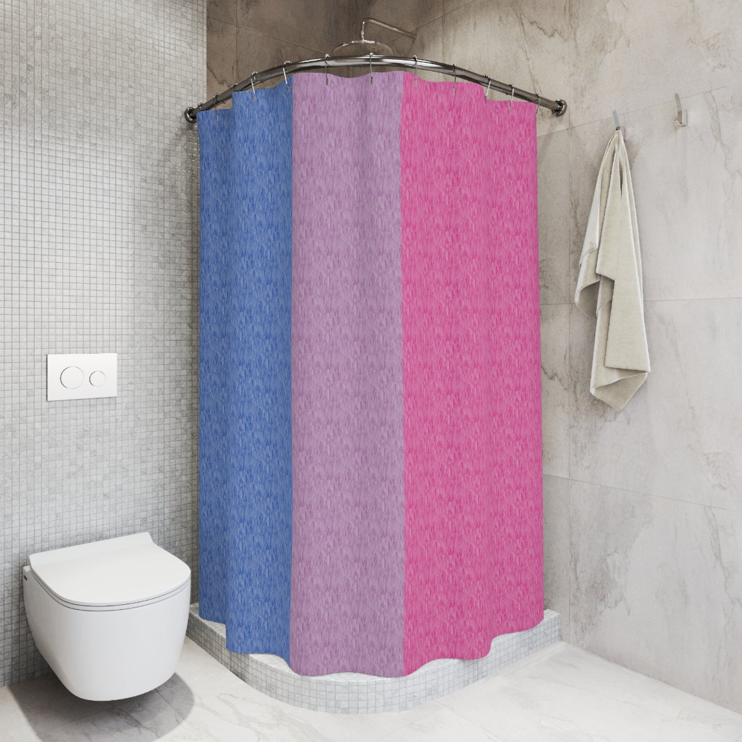 Bisexual Flag Shower Curtain, pencil crayon colours